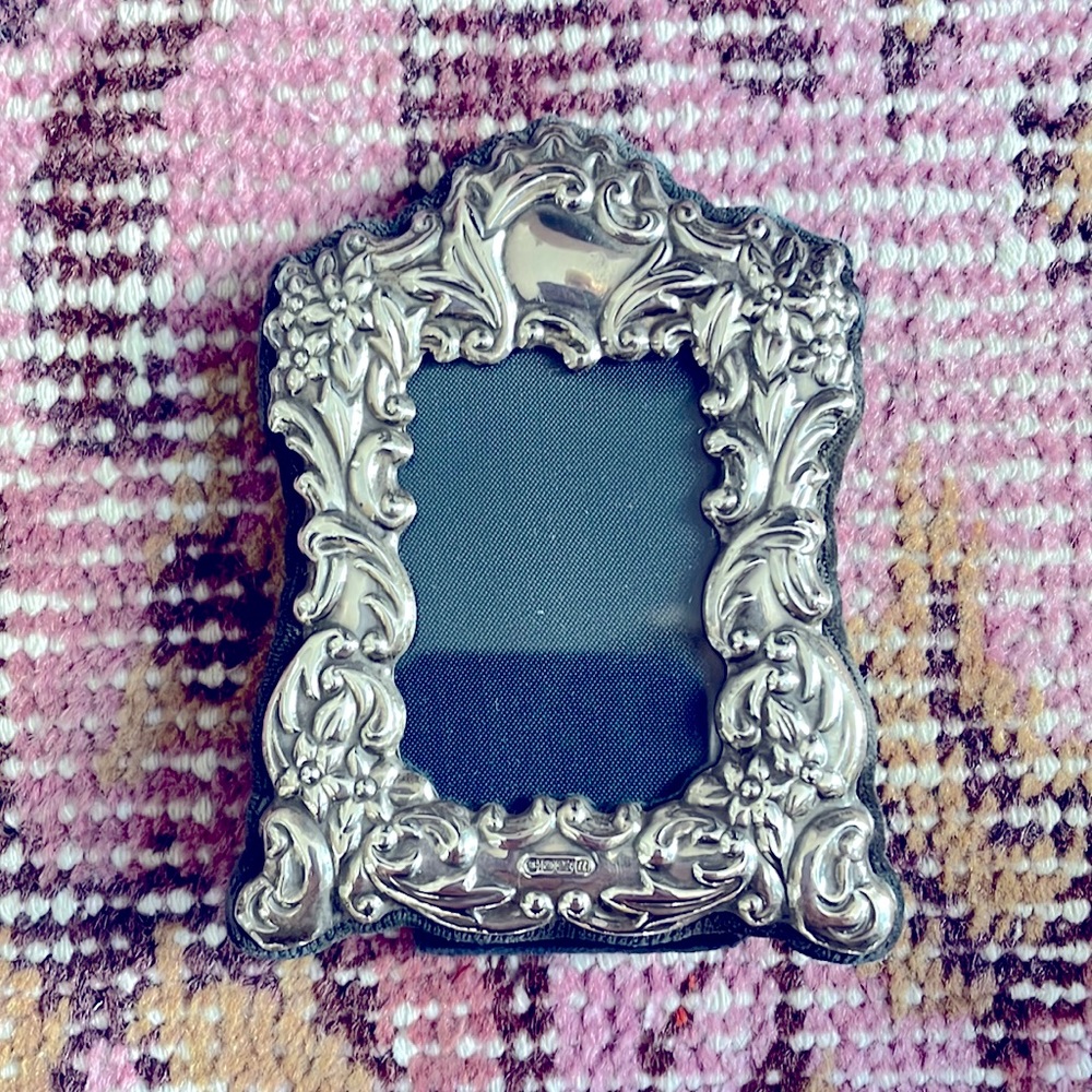 Antique Sterling Silver Frame Floral Motif